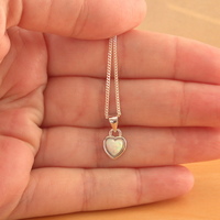 Sterling Silver White Opal Heart Pendant & Chain/Opal Necklace/Opal Jewellery/Opal Jewelry/Opal Heart Pendant/October Birthstone/UK - Thumbnail 2