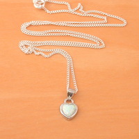 BOXED GIFT SET/Sterling Silver White Opal Heart Pendant & Chain/Opal Necklace/Opal Jewellery/Opal Jewelry/Opal Heart Pendant/October Birthstone/UK - Thumbnail 2