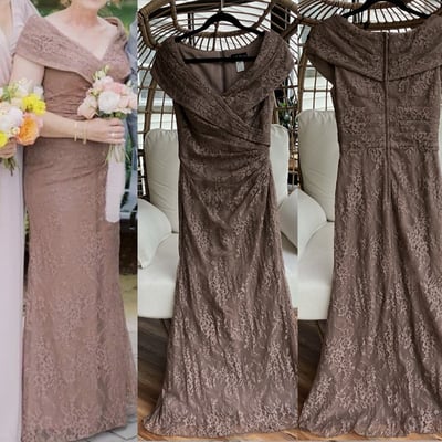 V Neck Grey Lace Mother of the Bride Dresses 