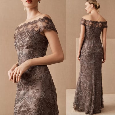 Grey lace mother of the bride dresses cap sleeves