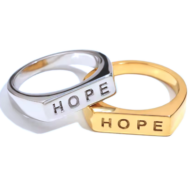 "hope" letter ring