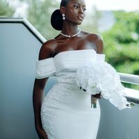 Elegant Mermaid Wedding Dress, Lace Appliques Bridal Dress Bridal Gown - Thumbnail 1