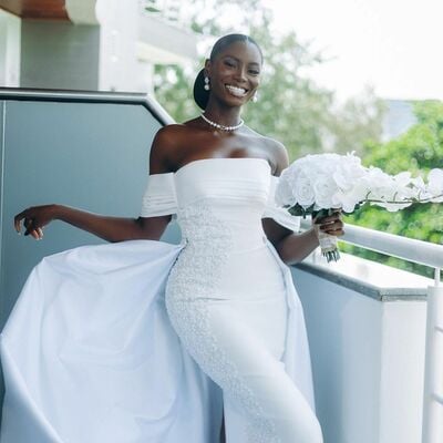 Elegant mermaid wedding dress, lace appliques bridal dress bridal gown - Thumbnail 1