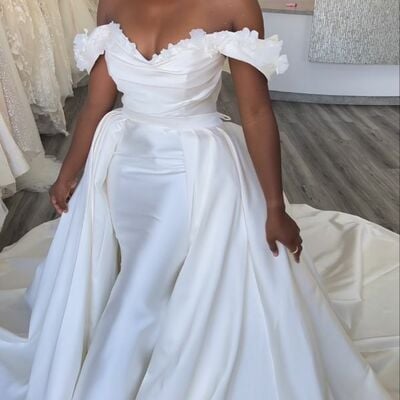 Sexy wedding dress, mermaid satin beach boho bridal dress bridal gown