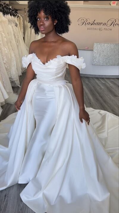 Sexy Wedding Dress, Mermaid Satin Beach Boho Bridal Dress Bridal Gown
