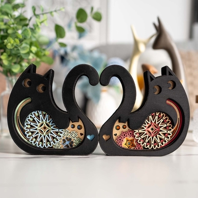 STEREOWOOD Love Cats Customizable Engraved Gift for Couples