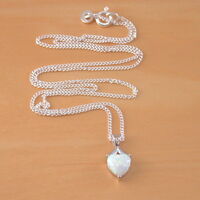 BOXED GIFT SET/Sterling Silver White Opal Heart Pendant & Chain/Opal Heart Necklace UK/Opal Jewellery/Opal Jewelry/October Birthstone/UK - Thumbnail 2
