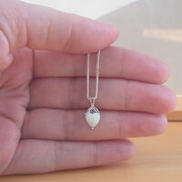 BOXED GIFT SET/Sterling Silver White Opal Heart Pendant & Chain/Opal Heart Necklace UK/Opal Jewellery/Opal Jewelry/October Birthstone/UK - Thumbnail 4
