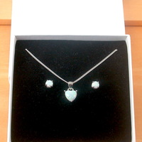 BOXED GIFT SET/Sterling Silver Opal Heart Pendant & Chain/Opal Necklace/Opal Heart Necklace/Opal Jewellery/Opal Pendant/Opal Jewelry/UK - Thumbnail 9
