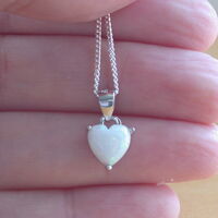 BOXED GIFT SET/Sterling Silver Opal Heart Pendant & Chain/Opal Necklace/Opal Heart Necklace/Opal Jewellery/Opal Pendant/Opal Jewelry/UK - Thumbnail 3