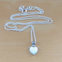 BOXED GIFT SET/Sterling Silver Opal Heart Pendant & Chain/Opal Necklace/Opal Heart Necklace/Opal Jewellery/Opal Pendant/Opal Jewelry/UK - Thumbnail 2