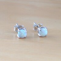 BOXED GIFT SET/Sterling Silver White Opal Solitaire Pendant & Chain/Silver Opal Necklace UK/Opal Jewellery/Opal Jewelry - Thumbnail 5