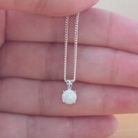 BOXED GIFT SET/Sterling Silver White Opal Solitaire Pendant & Chain/Silver Opal Necklace UK/Opal Jewellery/Opal Jewelry - Thumbnail 3
