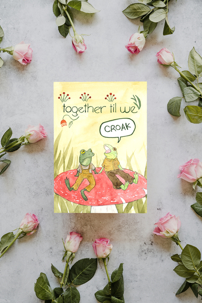 Anniversary card with loving frogs