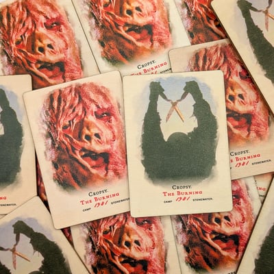 Cropsy - the burning - horror movie - custom wooden trading card