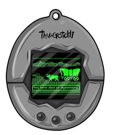 Oregon Trail Tamagochi keychain