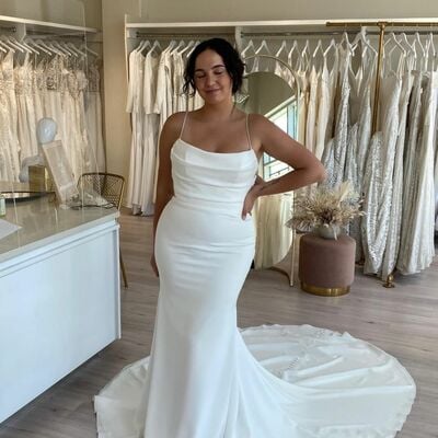 Sexy wedding dress, mermaid satin plus size beach boho bridal dress bridal gown