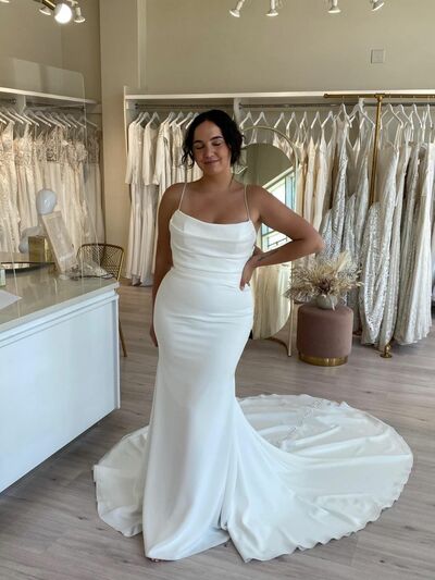 Sexy Wedding Dress, Mermaid Satin Plus Size Beach Boho Bridal Dress Bridal Gown
