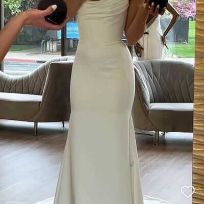 Elegant wedding dress, mermaid satin beach boho bridal dress bridal gown - Thumbnail 1