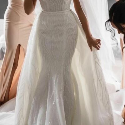 Elegant wedding dress, mermaid sequins lace bridal dress bridal gown