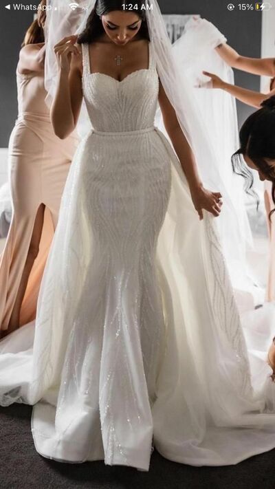 Elegant Wedding Dress, Mermaid Sequins Lace Bridal Dress Bridal Gown