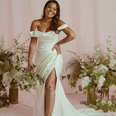 Sexy wedding dress, mermaid satin beach boho bridal dress bridal gown