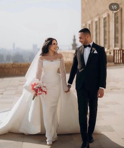 Elegant Wedding Dress, Mermaid Long Sleeve Lace Bridal Dress Bridal Gown