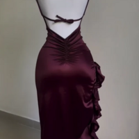 Sexy Backless Ruffle Asymmetrical Midi Length Prom Dress - Thumbnail 1