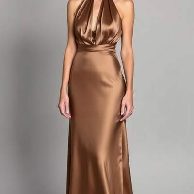 Elegant brown sheath satin mother of the bride/ groom dresses formal evening dress