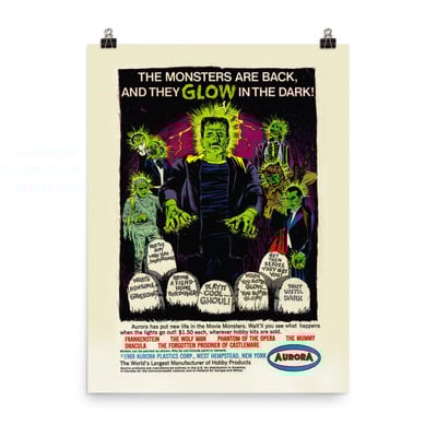  18x24 aurora glow monsters 1969 comic book ad poster