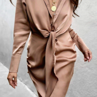 V-Neck Fashion Sexy Long Sleeve Dress - Thumbnail 1