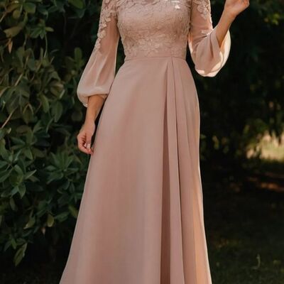 Elegant pink lace mother of the bride/ groom dresses formal evening dress