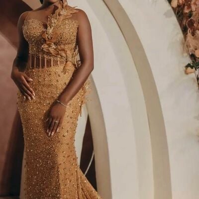 Elegant gold sequins afrcian girls prom dresses evening gowns formal party gowns