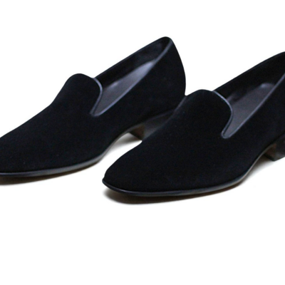 Crafted leather classic black suede leather moccasin loafers dress shoes