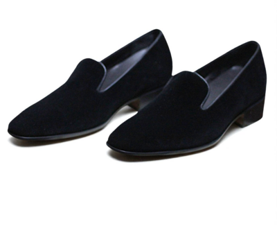 Crafted Leather Classic Black Suede Leather Moccasin Loafers Dress Shoes