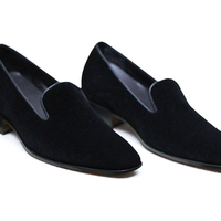 Crafted Leather Classic Black Suede Leather Moccasin Loafers Dress Shoes - Thumbnail 1