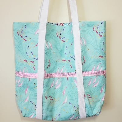Seafoam narwhals totebag