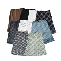 Retro preppy style contrasting color plaid mesh skirt - Thumbnail 4
