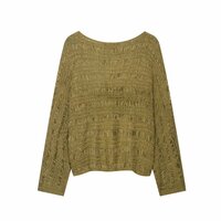 Lazy style solid color loose long-sleeved knitted sweater - Thumbnail 1