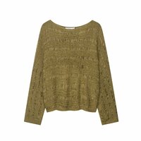 Lazy style solid color loose long-sleeved knitted sweater - Thumbnail 2