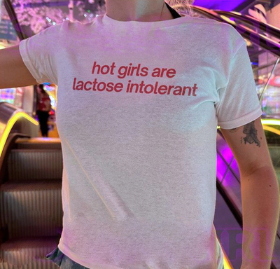 Free Shipping-HOT GIRLS ARE LACTOSE INTOLERANT TEE