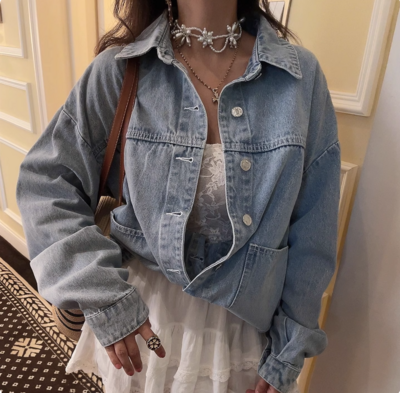 Fashionable patchwork denim jacket