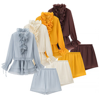 Fashion Sexy Hot Girl Flower Lantern Sleeve Dress Set - Thumbnail 6