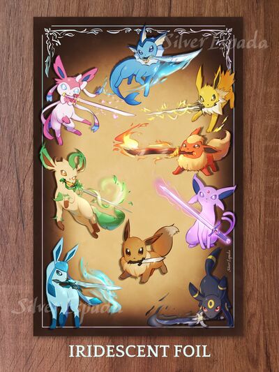 Pokémon - Eeveelution Swords 11"x17" Large Print (available in foil or non-foil)
