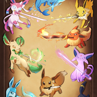 Pokémon - Eeveelution Swords 11"x17" Large Print (available in foil or non-foil) - Thumbnail 1