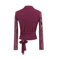 Solid color lace-up bottoming shirt - Thumbnail 2