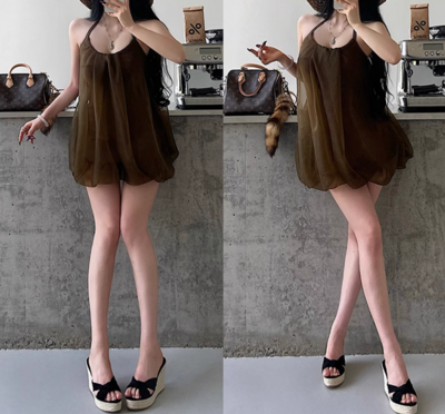 Halter neck mesh bud skirt