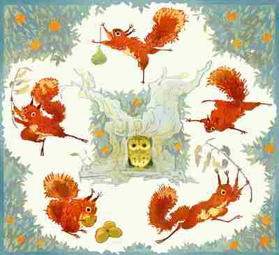 Cycle of Autumnal Squirrel print