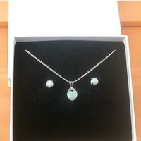 BOXED GIFT SET/Sterling Silver White Opal Heart Pendant & Chain/Opal Heart Necklace UK/Opal Jewellery/Opal Jewelry/October Birthstone - Thumbnail 9
