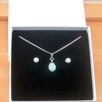 BOXED GIFT SET/925 White Opal Pendant & 18 inch Silver Chain/Sterling Silver Opal Necklace/Opal Jewellery/Opal Jewelry/ U.K - Thumbnail 9